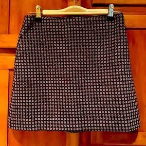 Theory Wool Blend Black, Tan, and Burgundy Print Mini Skirt Size 0